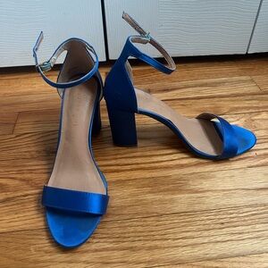 Blue satin heels